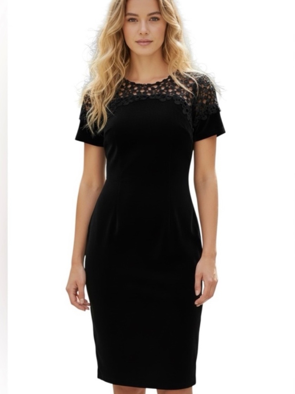 Elie Tahari Black Midi Lace Dress
